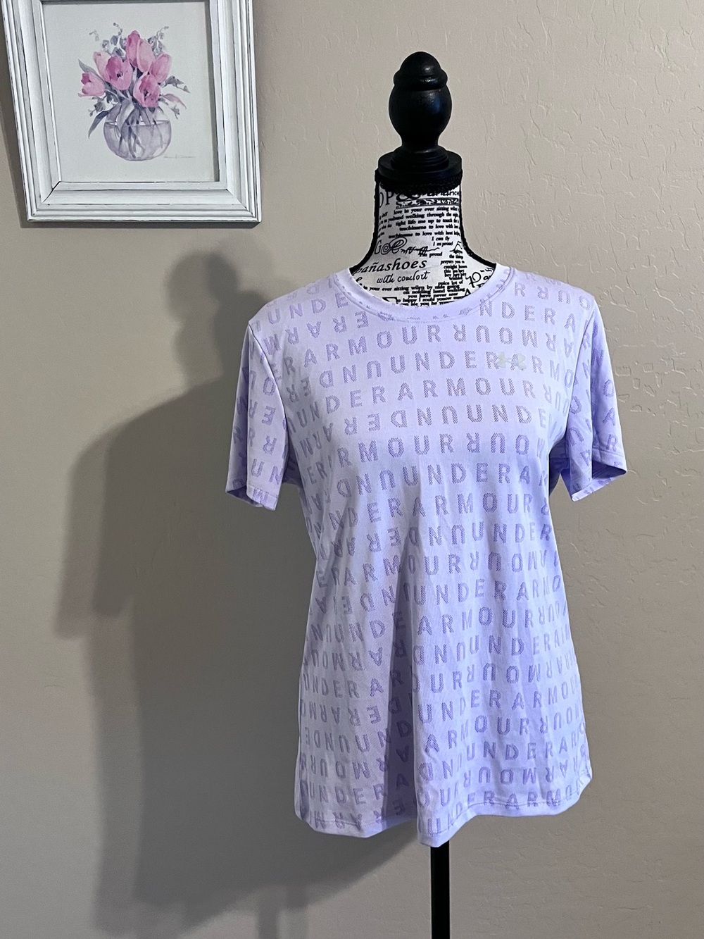 Under Armour Lavender All-Over Logo Short Sleeve Tee